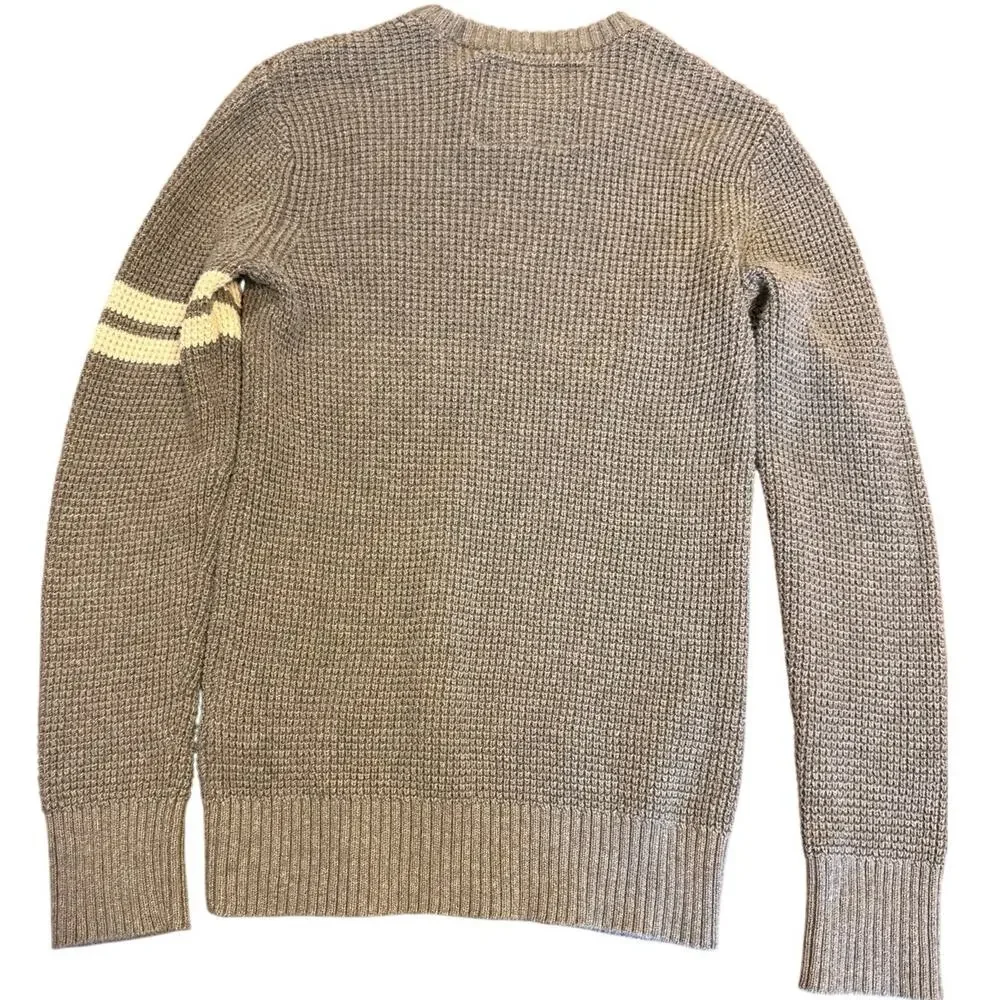 American Eagle Men’s Waffle Knit Sweater Gray White Striped 2009 Medium